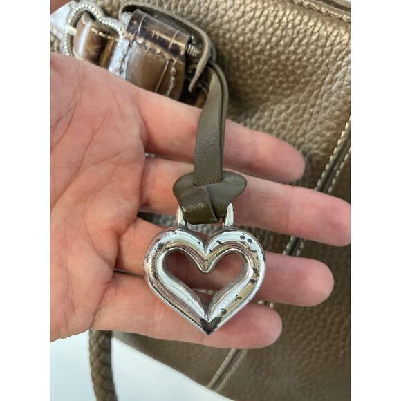 BRIGHTON LARGE BROWN PEBBLED LEATHER BRAIDED SHOULDER BAG - Picture 10 of 16